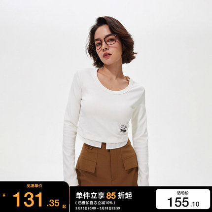 绫致ONLY2024春夏新款辣妹时尚休闲百搭短款圆领长袖T恤女