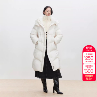 绫致ONLY冬季 90白鸭绒防风立领连帽宽松羽绒服女 新款
