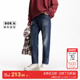 t区绫致杰克琼斯春夏水洗猫须LOGO皮标裤 子百搭牛仔裤 男