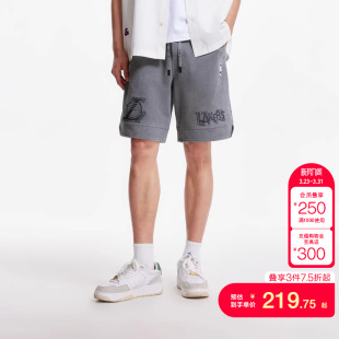 子 运动百搭裤 jq区杰克琼斯NBA联名秋冬短裤 湖人队字母刺绣时尚