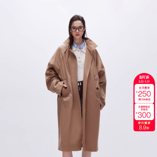 绫致ONLY秋冬新款 风衣外套女 潮酷百搭宽松立领中长款