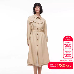 外套女时尚 tq区绫致ONLY春夏简约宽松翻领开叉长袖 中长款