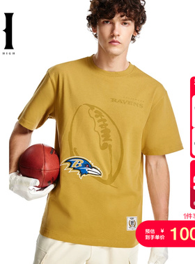 绫致SEASONHIGH NFL联名秋男T恤短袖圆领宽松刺绣上衣