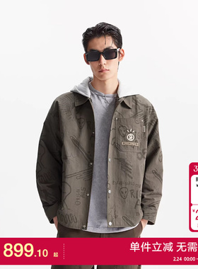 绫致杰克琼斯男秋冬潮百搭日常休闲衣身满工风宽松连帽外套