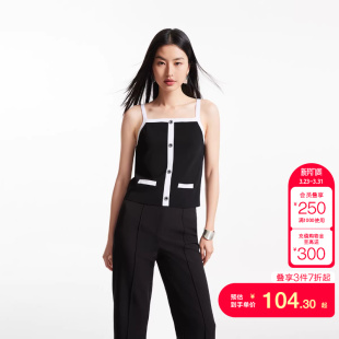 tq区绫致VeroModa背心女春夏撞色针织吊带无袖 拼色上衣女