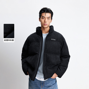 绫致杰克琼斯男秋冬肌理华夫格休闲百搭宽松立领棉衣棉服外套