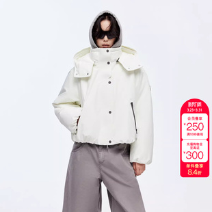 户外羽绒服女 90白鸭绒三防连帽短款 绫致ONLY冬季 新款