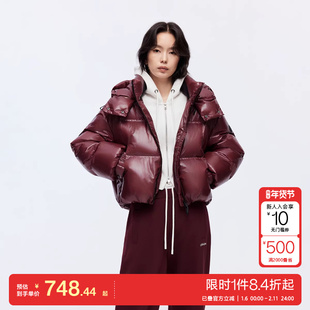 oq区绫致ONLY2025冬季新款90白鸭绒宽松短款连帽面包羽绒服女