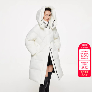 羽绒服女 90白鸭绒连帽保暖口袋中长款 绫致ONLY冬季 新款