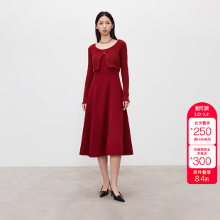 针织A字长款 小香风气质套装 连衣裙女 新款 绫致ONLY冬季