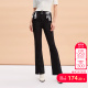 时尚 t区绫致VeroModa牛仔裤 女秋冬黑色高腰丝带开叉微喇裤