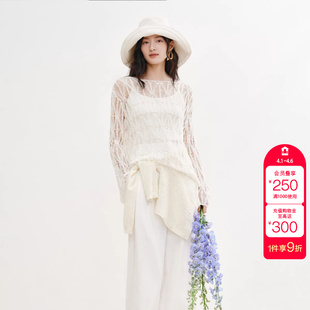 宽松短款 绫致Vero 上衣 镂空喇叭袖 新款 Moda针织衫 女2026春季