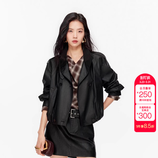 纯棉双排扣风衣式 新款 可拆领袢肩章 Moda夹克女2026春季 绫致Vero
