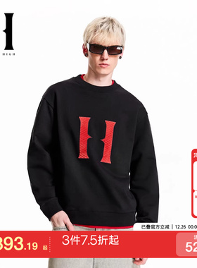 jq区绫致SEASON HIGE宽松纯棉舒适潮时尚立体植绒字母简约卫衣男