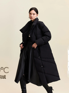 绫致Vero Moda羽绒服季新款90白鸭绒系带立领长款羽绒服气质