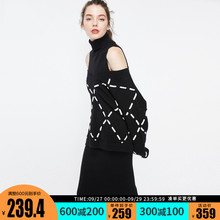 绫致ONLY2020新款露肩两件套裙子针织连衣裙女|119346526