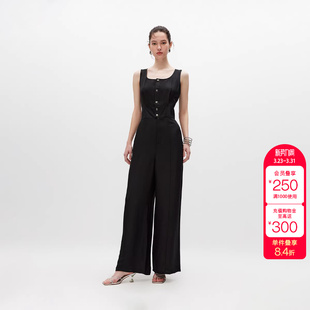 绫致ONLY春夏新时尚 女百搭 通勤休闲显瘦阔腿连体休闲裤