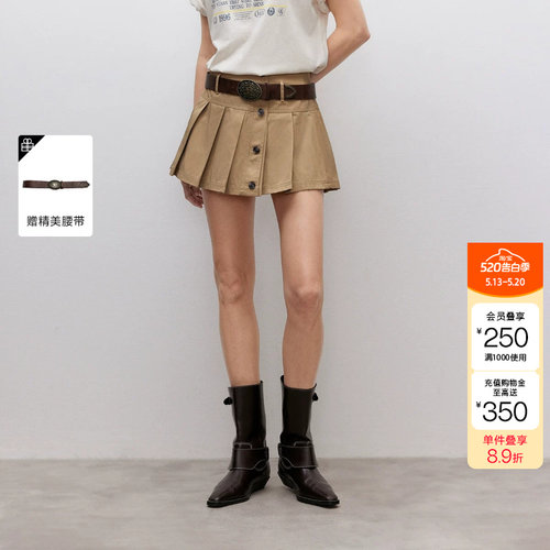 绫致ONLY2026春季新款复古A字版型高腰短裙百褶裙半身裙女