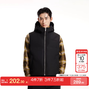 tq区绫致杰克琼斯冬百搭上衣字母直筒连帽拉链棉马甲男装