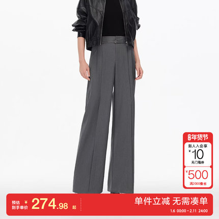 绫致Vero Moda休闲裤2025秋季新款腰带纯色宽松西裤通勤百搭