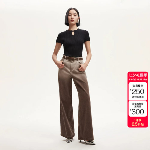 tq区绫致Vero Moda牛仔裤女春夏废土风牛仔阔腿裤LOOSE版