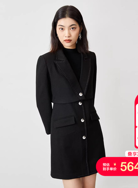 vq区绫致CoutureMade连衣裙25春夏西装外套针织拼接连衣裙两件套