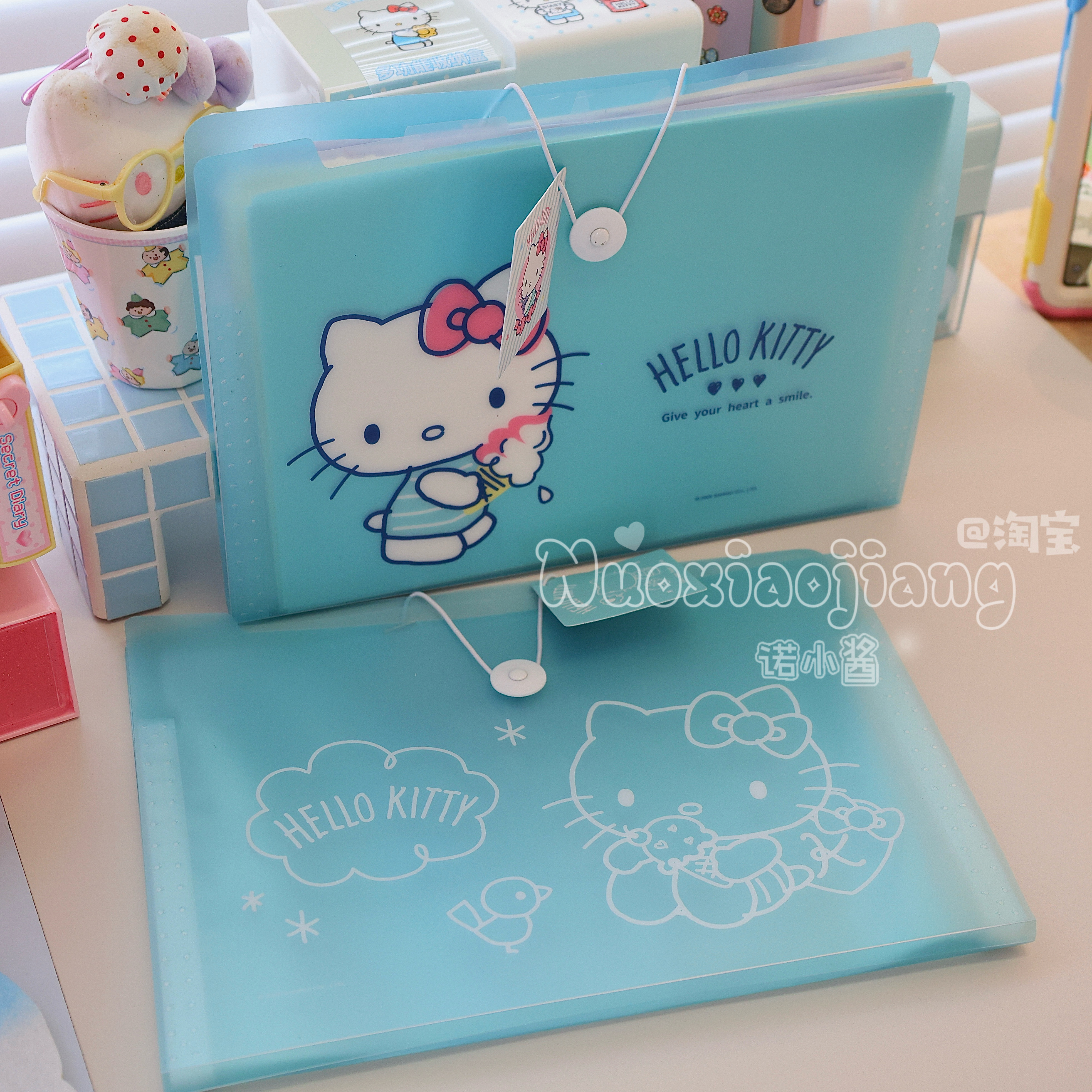 HelloKitty卡通PVC8格风琴纽扣文件袋可爱学生试卷文件大收纳袋包