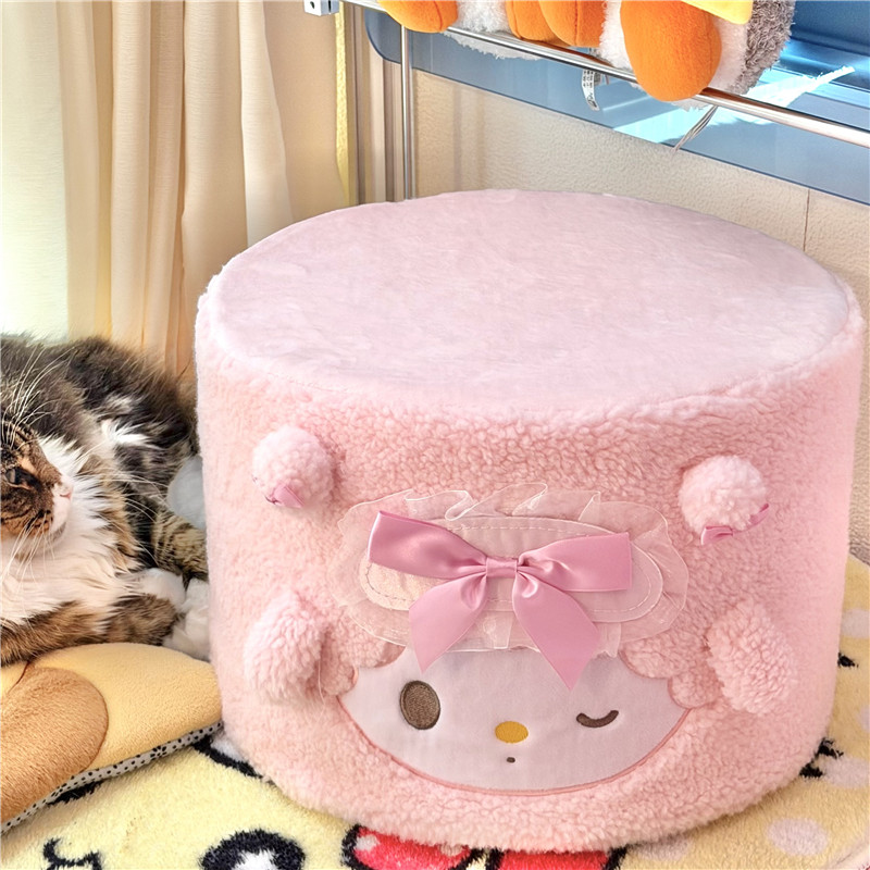 甜美可爱蝴蝶结立体小羊家用卧室少女心换鞋矮凳泡沫毛绒圆形凳子,住宅家具,矮凳,淘宝优惠券,粉丝福利购,淘宝优惠卷