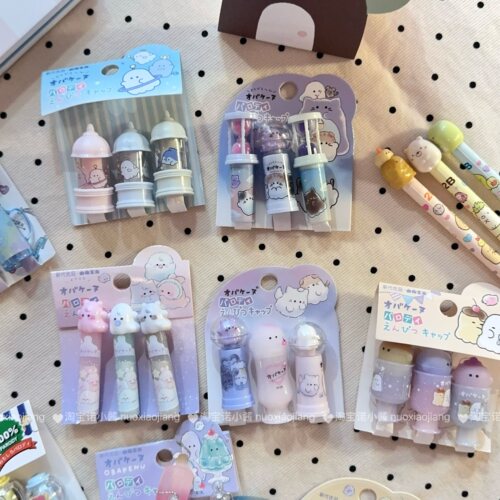 幽灵卡通笔帽套装可爱少女心中小学生文具铅笔延长器笔盖保护套