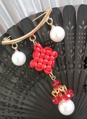 复古风中国结编织女性手工胸针