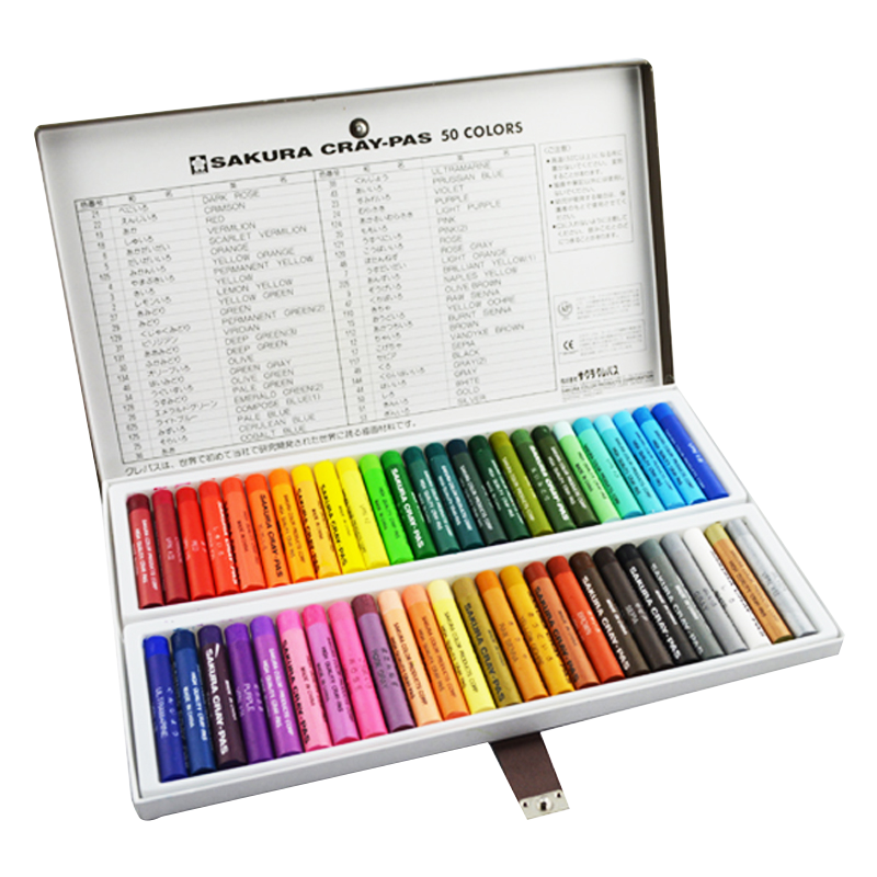 日本樱花Sakura油画棒 儿童绘画美术彩色软蜡笔VP-50N精装礼盒