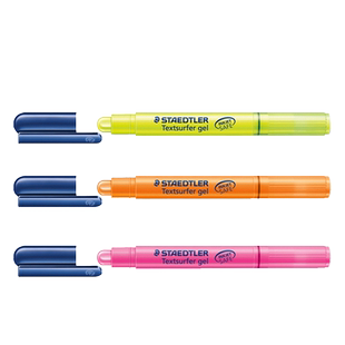 德国Staedtler施德楼264固体荧光笔旋转式啫喱笔标记笔学生办公用的划重点手账记号笔彩色银光笔单词笔高光笔