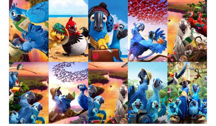 里约大冒险2动漫周边公交校园水晶磨砂卡贴贴纸10张