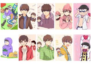 阿松动漫小卡贴纸马口铁吧唧徽章挂饰串卡镭射哑光亮面