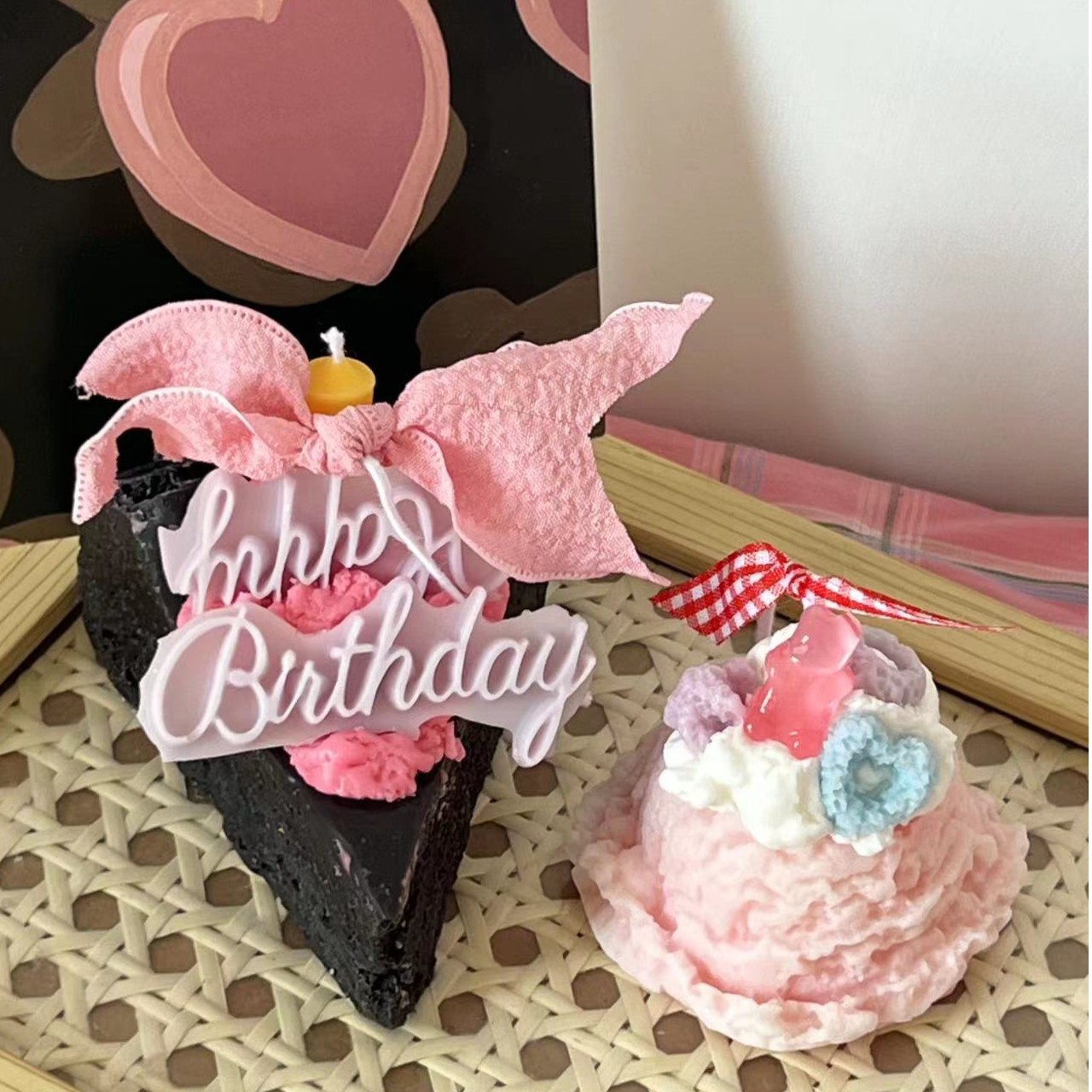 仿真甜品三角蛋糕奶油冰激凌香薰蜡烛小众高级生日礼物送女友闺蜜