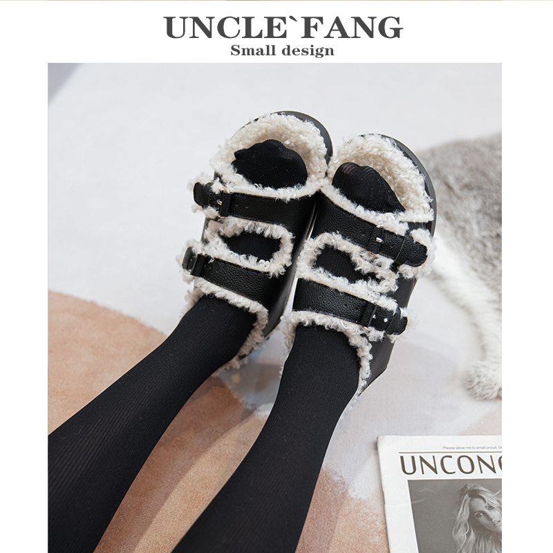 棉拖鞋女加绒厚底平底网红毛毛拖鞋女外穿秋冬2025新款大码41到43