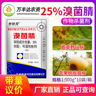 江苏托球炭特灵粉剂溴菌腈苹果树炭疽病烟草野火病保护杀菌剂500g
