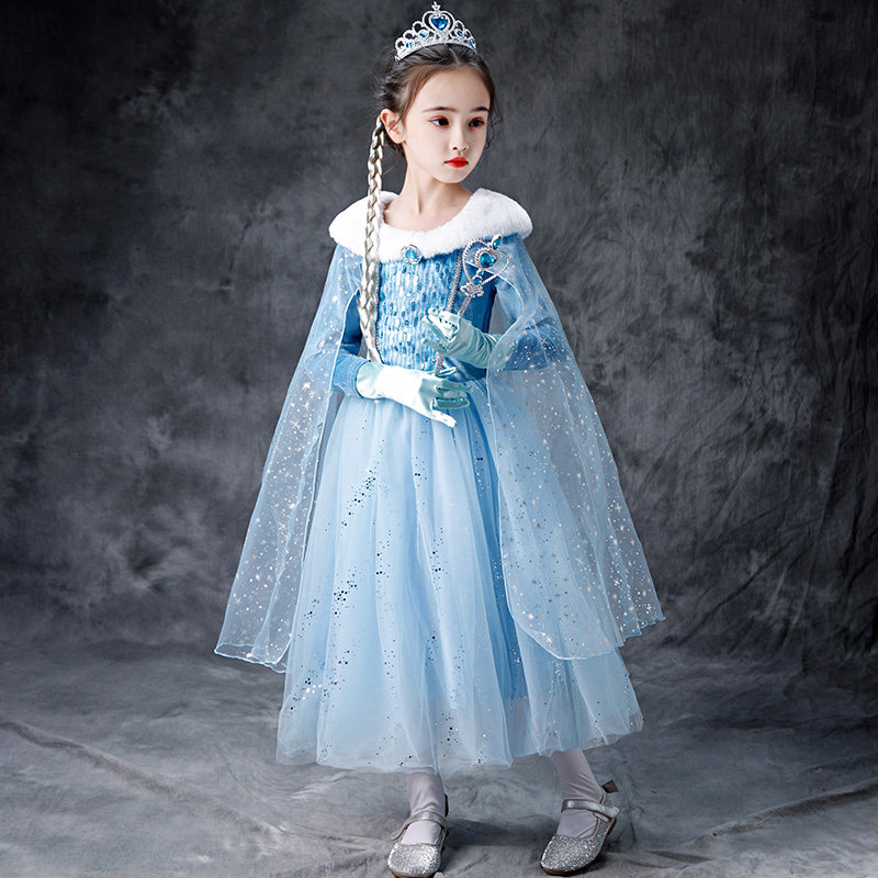 爱莎公主裙女童秋装冰雪爱沙奇缘3小女孩4儿童5连衣裙子6礼服7岁