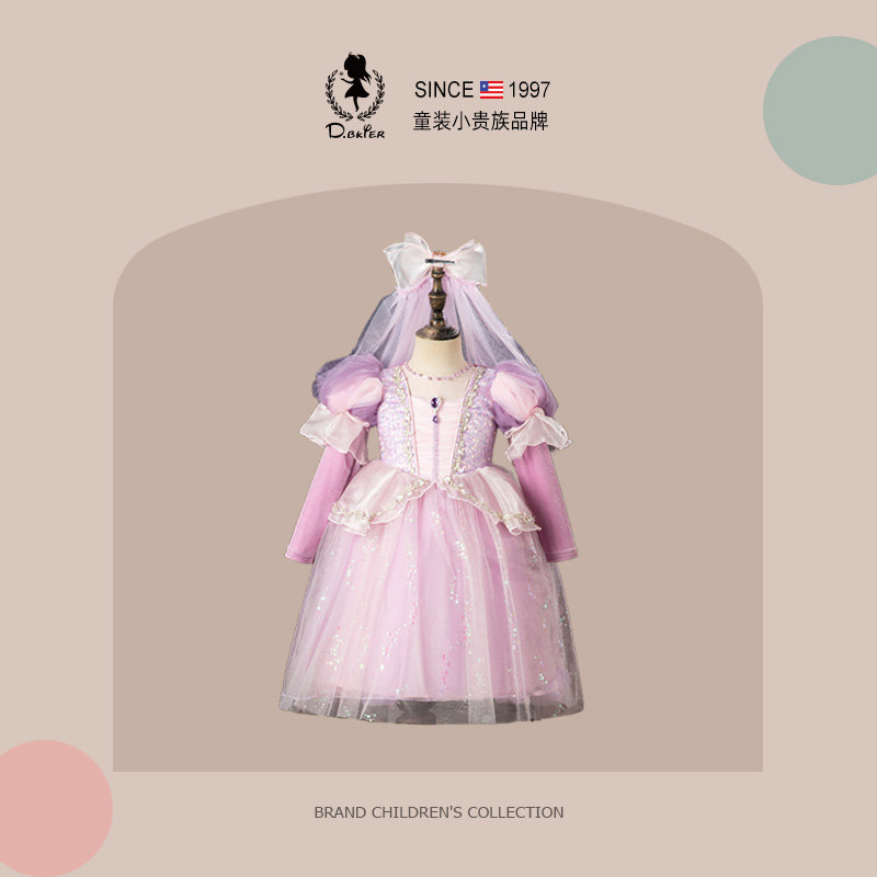 D.Bkyer女童春季新款苏菲亚公主裙生日cos礼服爱莎卡通洋气裙子