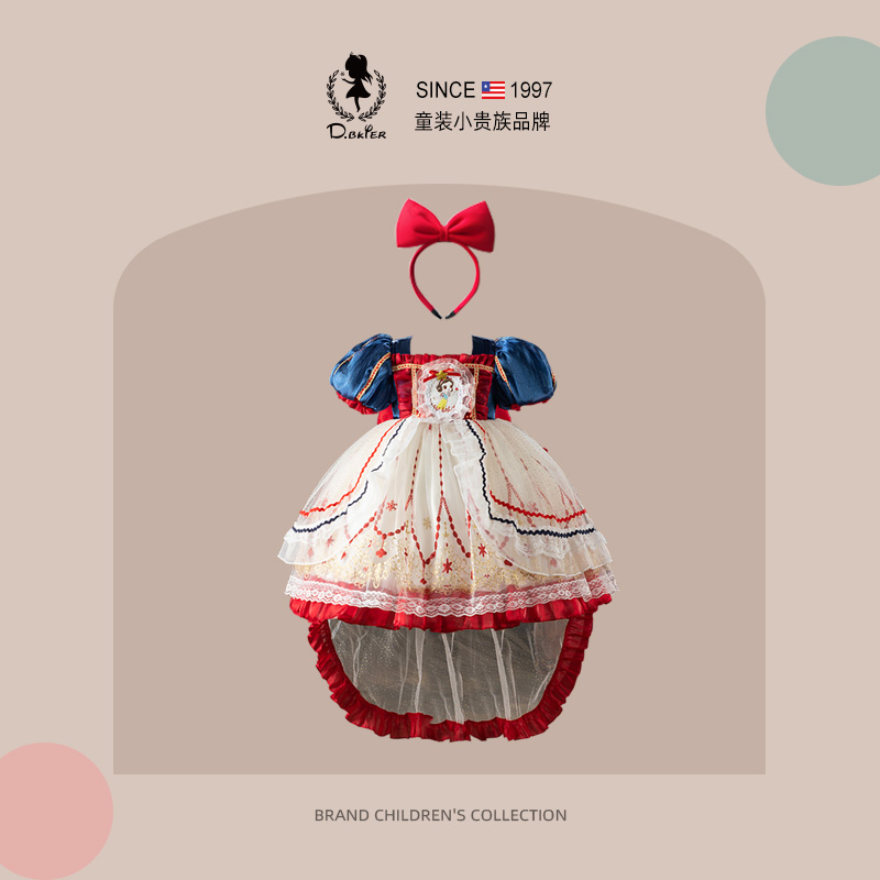 D.Bkyer童装女童白雪公主裙夏装2025新款洛丽塔儿童生日绝美裙子