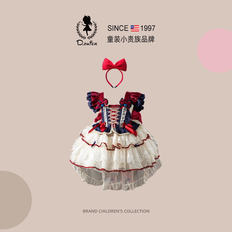 D.Bkyer白雪公主裙女童儿童生日party小礼服迪士尼女孩裙子夏装