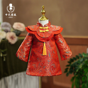 D.Bkyer周岁礼服女宝宝中式唐装袍婴儿衣服一岁喜庆拜年服新年装