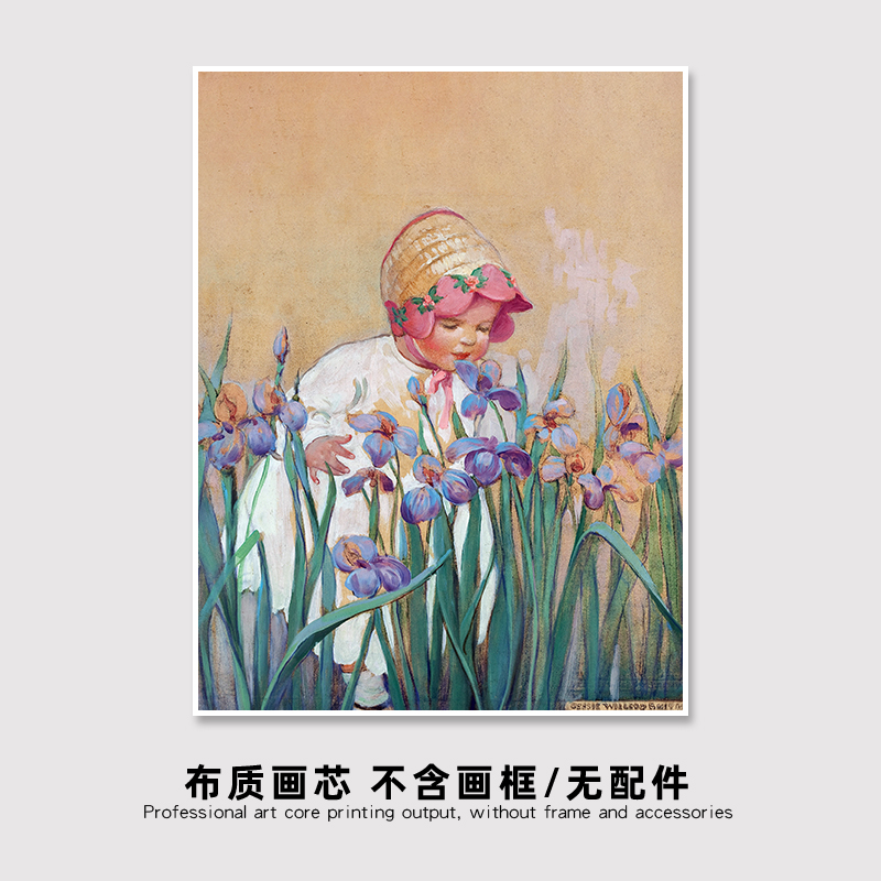 古典儿童人物油画欧式复古轻奢餐厅墙面挂画小众装饰画芯定制打印图片