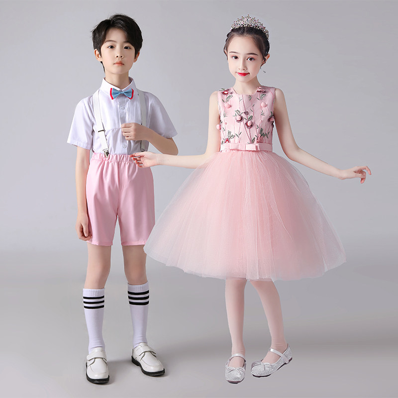 六一儿童大合唱演出服中小学生主持人礼服套装幼儿园男女童表演服