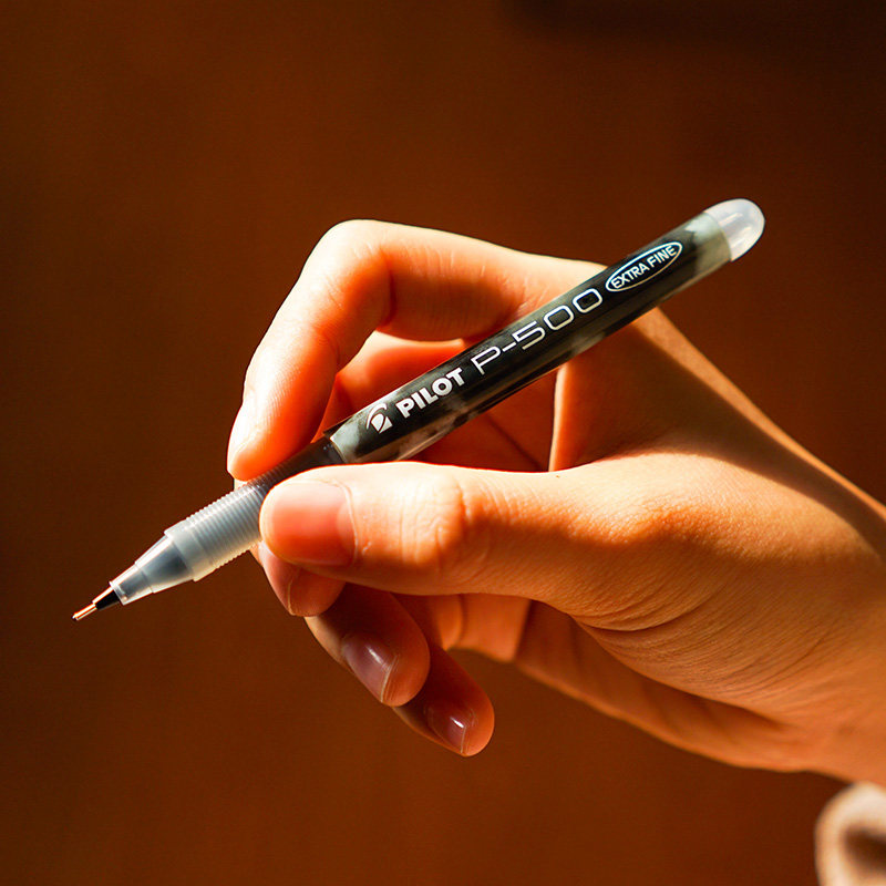 百乐p500中性笔大容量学生考试用速干办公黑色水笔