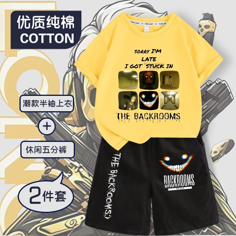 休闲100%棉夏季微笑者笑靥套装