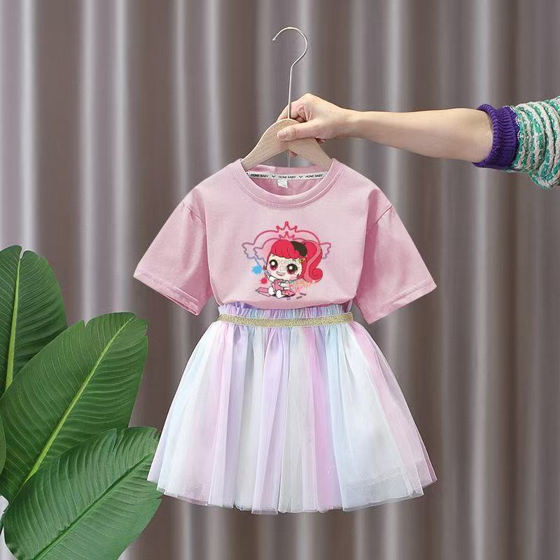 休闲2024新款儿童甜美短半身裙