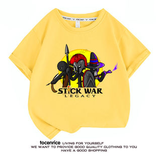 宽松短袖 火柴人战争stick 中大童男童夏季 legacy T恤儿童衣服 war