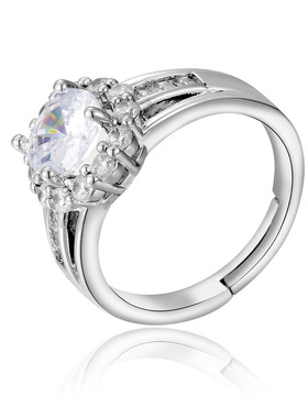 新款时尚铜微镶四爪锆石戒指速卖通锆石戒指欧美热销白金戒指