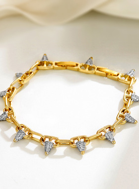 气质欧美跨境直销链条潮流个性朋克嘻哈时尚流苏三角铆钉手链